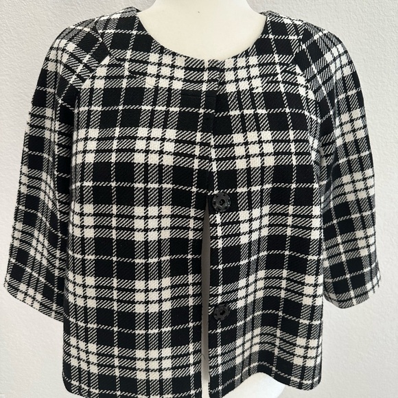 Worthington Tops - Worthington Black and White Plaid Button Down Light Jacket